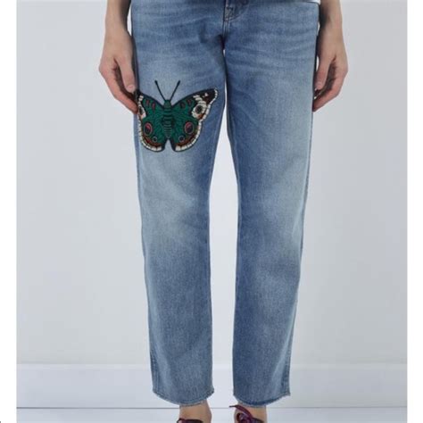 gucci jeans butterfly|Gucci denim jeans.